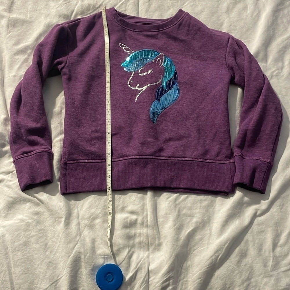 Falls Creek Girls M 7/8 Unicorn Sequins Winter / Fall Top